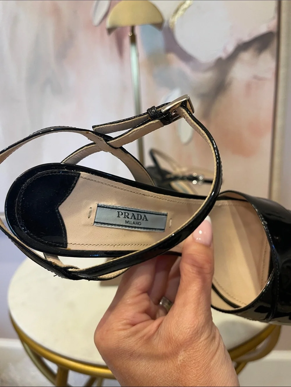 Prada Black Patent Platform Stiletto Heels